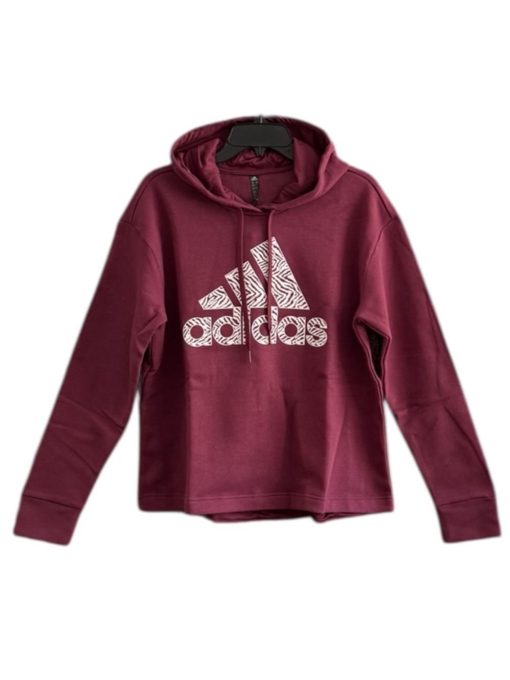 Adidas badge of sports Victory Crimson Hoodie with zebra Logo Print Retail $55